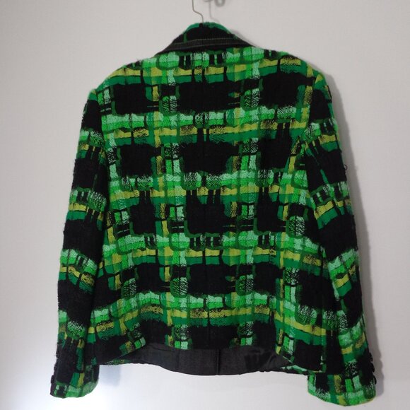 Basler Women's Green & Black Checkered Pattern Tweed Jacket Sz 44 (Appro.US XL) - Picture 2 of 7